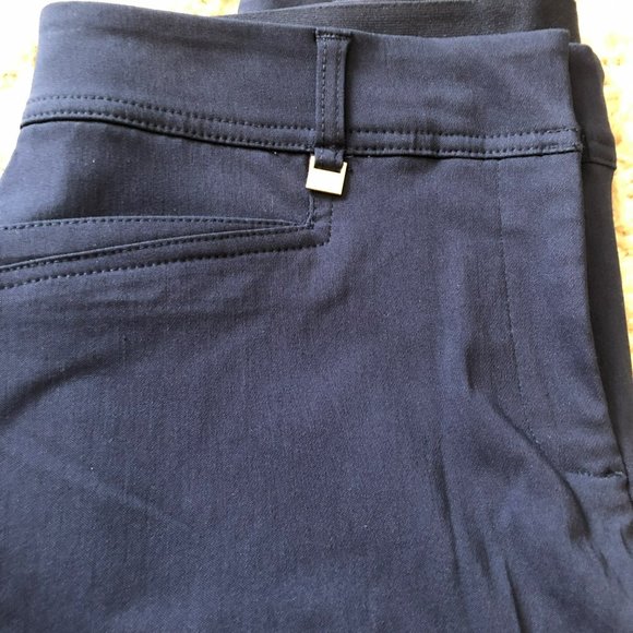 JM Collection Womens Sz 6S Studded Pull On Tummy Control Pants Navy Curvy Fit St - Picture 2 of 9